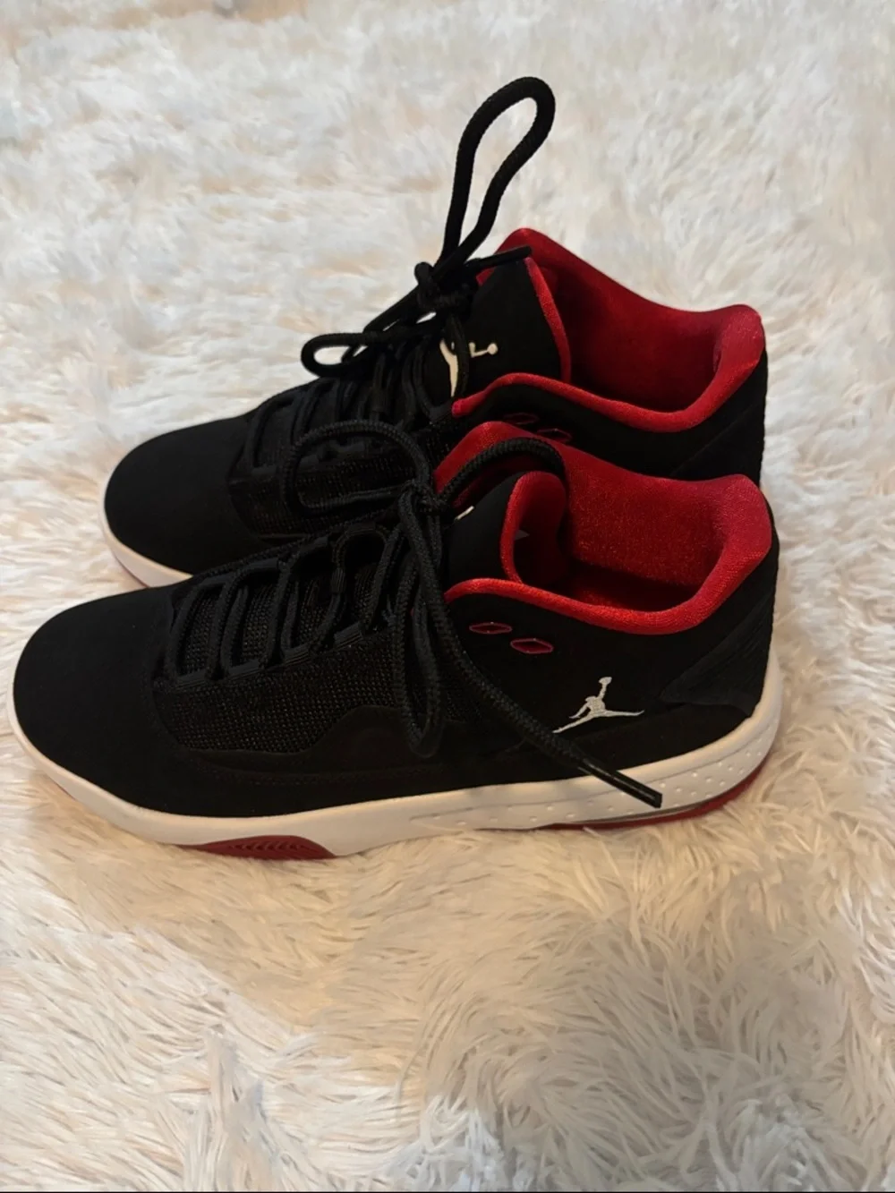 Jordan Black and Red Low-Top Basketball Sneakers